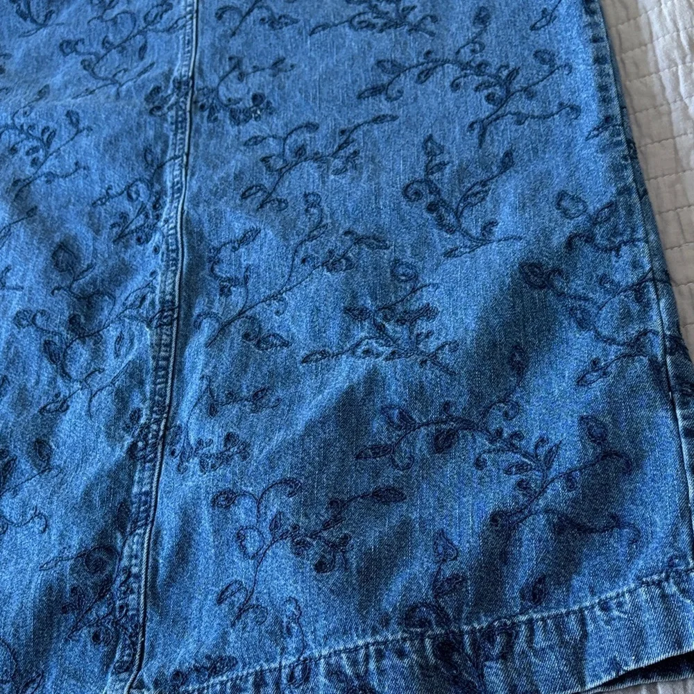 Vintage Y2K Christopher & Banks Floral Denim Midi Skirt - Size 12